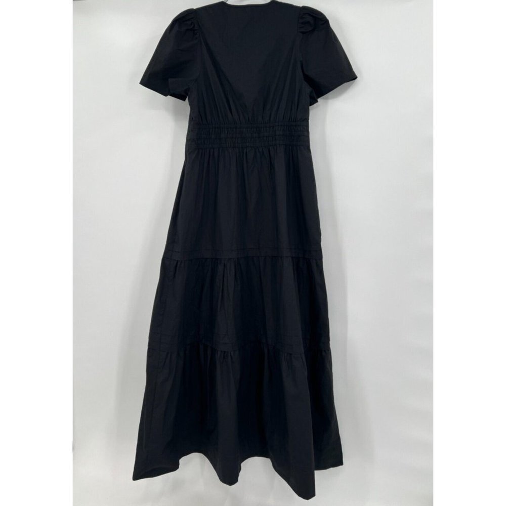 Quince Black Organic Cotton Tiered Maxi Dress sz S Women's Pockets Poplin Fabric - Picture 6 of 7